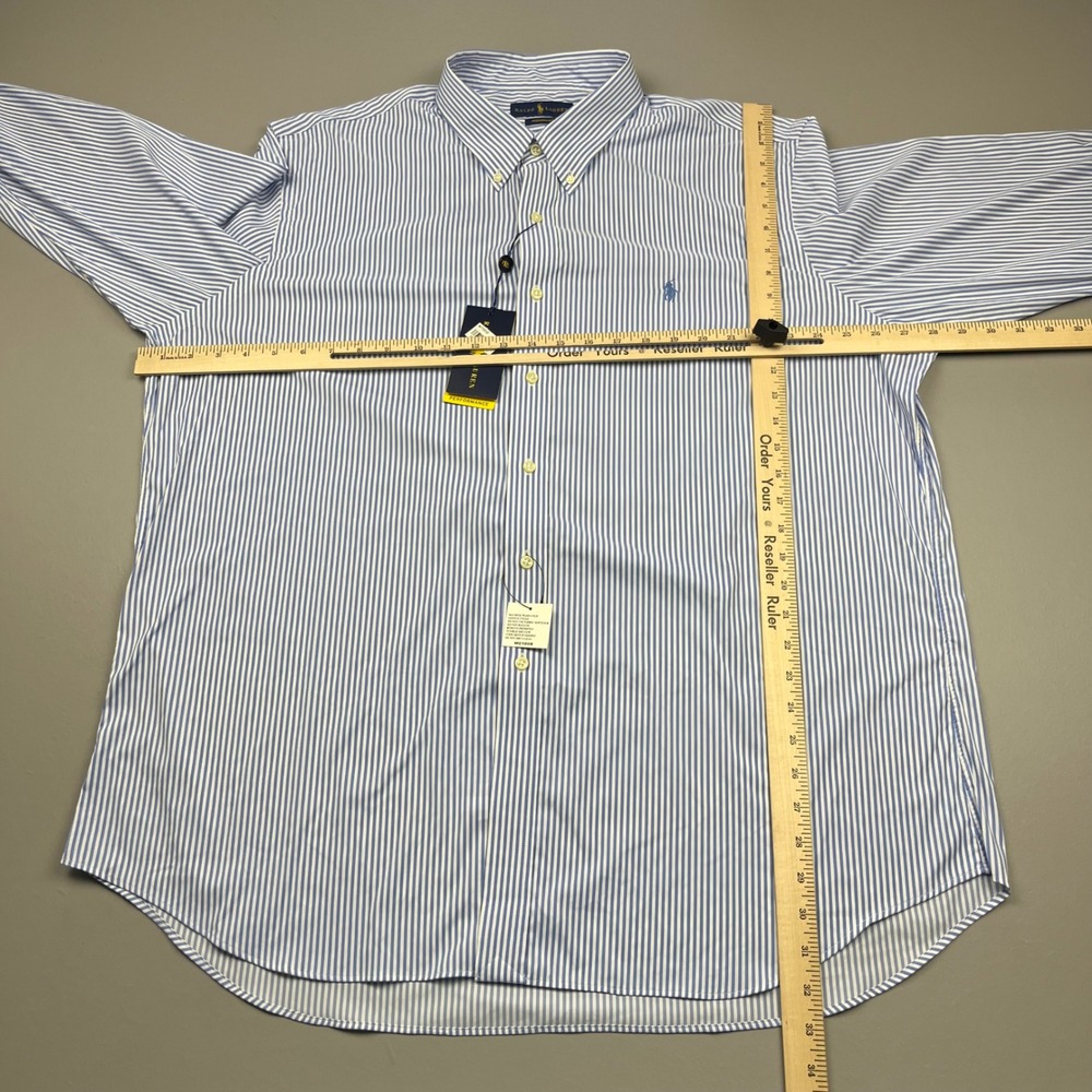 NWT Ralph Lauren Button Down Mens XXL Blue White Striped Performance Shirt - Picture 9 of 9